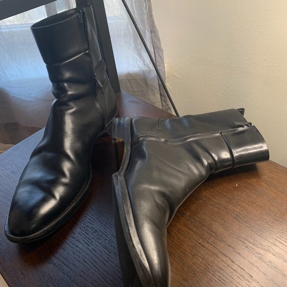 Black Leather Chelsea Boots Zip